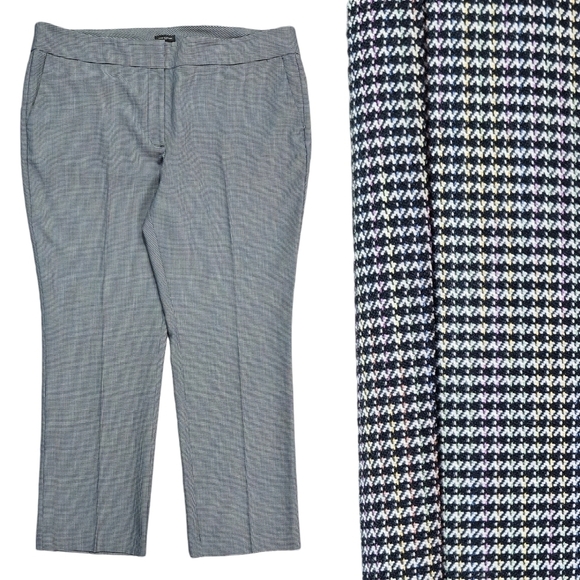 Ann Taylor Signature Mini Houndstooth Rainbow Thread Trousers Career Preppy - Picture 1 of 10